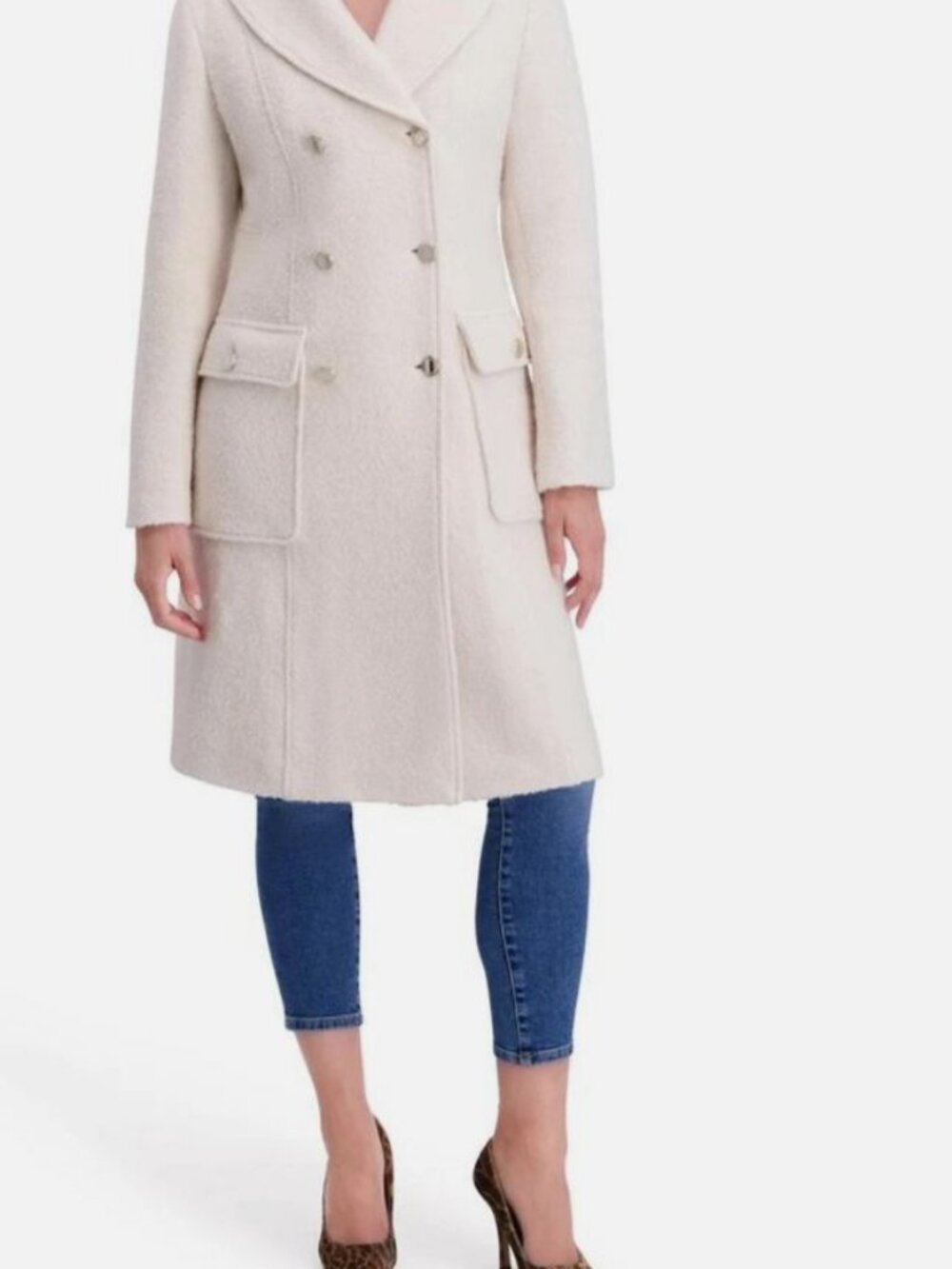 Kensie Women’s Double-Breasted Wool-Blend Coat Size M